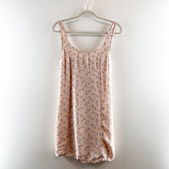 American Eagle Squareneck Floral Slip Mini Dress Smoked Back Pink Medium - Picture 4 of 15